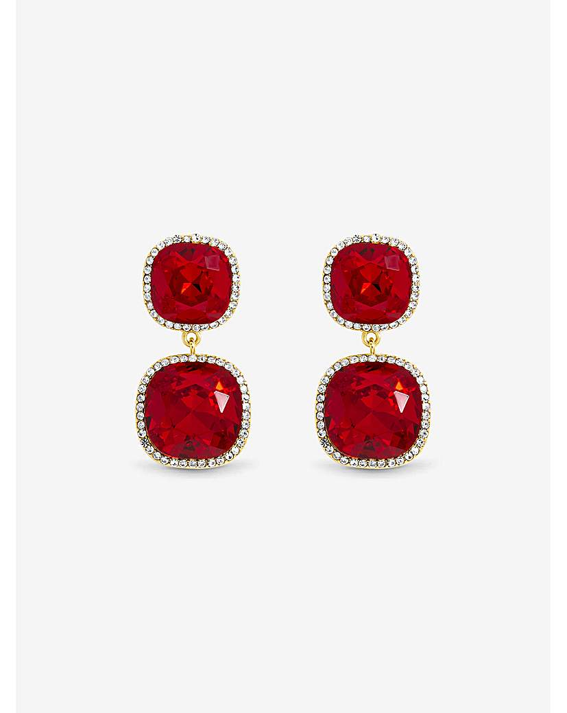 Gold & Ruby Double Halo Earrings