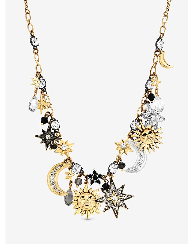 Two Tone Celestial Charm Necklace