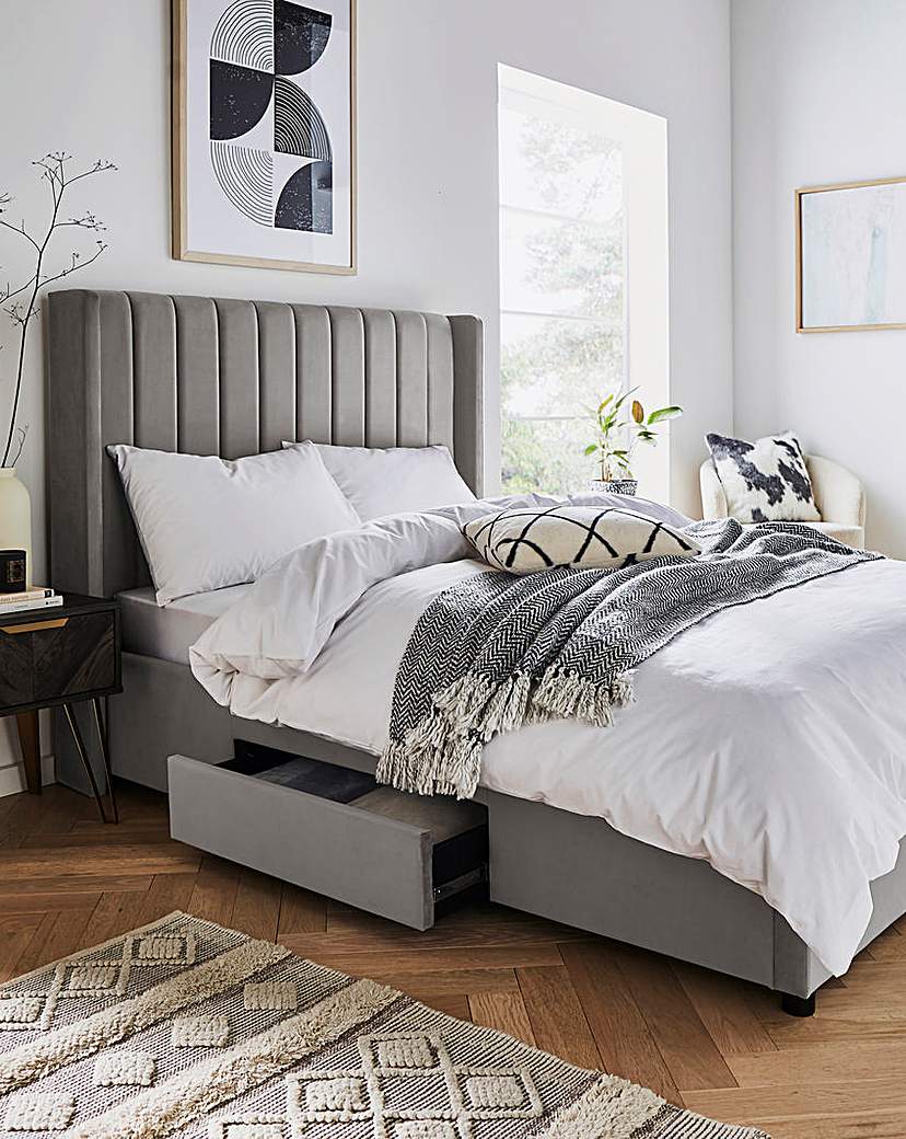 Eloise Winged Velvet Storage Bedframe