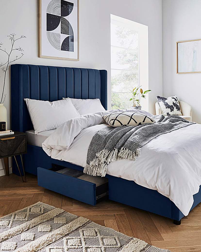 Eloise Velvet Storage Bed with Mattress