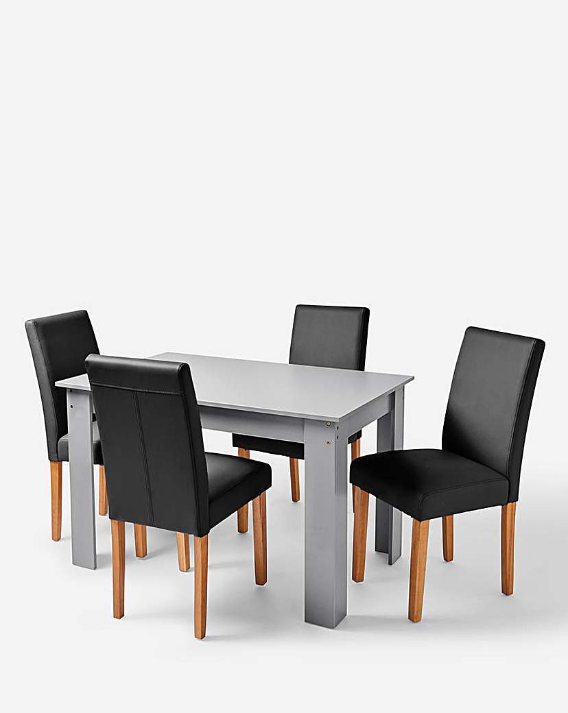 Dakota Table with 4 Ava Leather Chairs