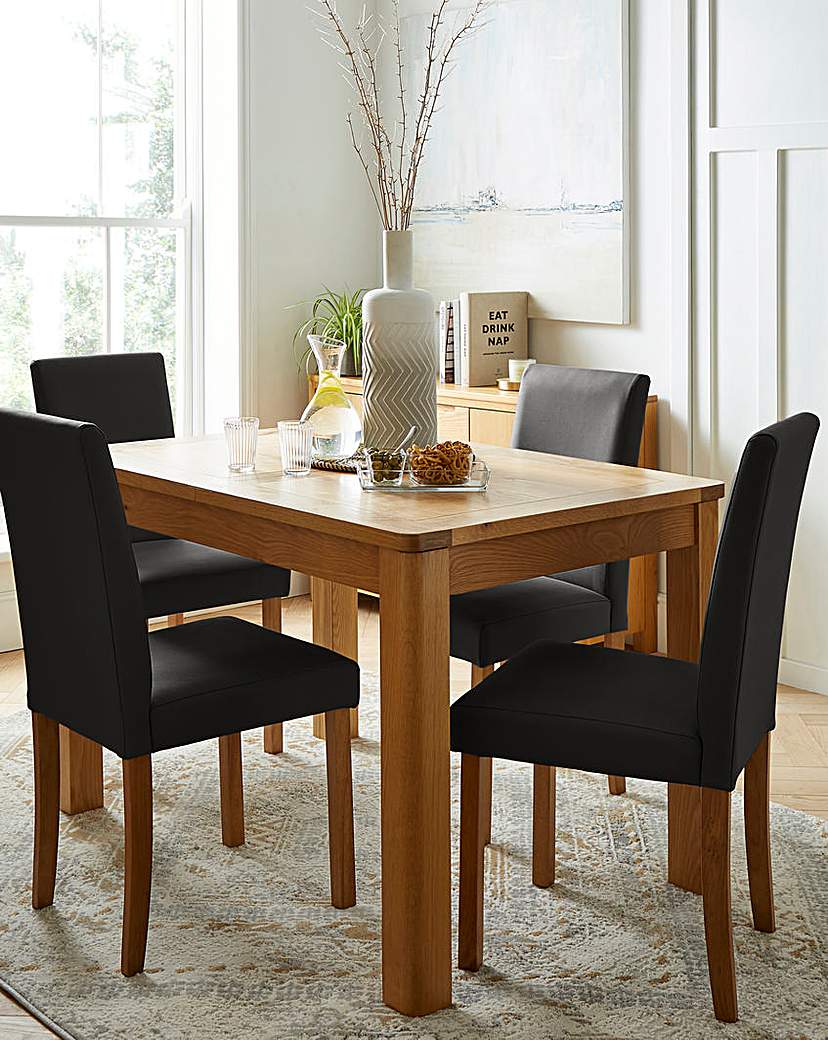 Logan Oak Table & 4 Leather Ava Chair