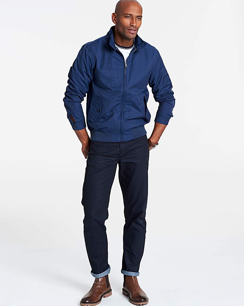 Image of Navy Cotton Harrington Jacket Regular