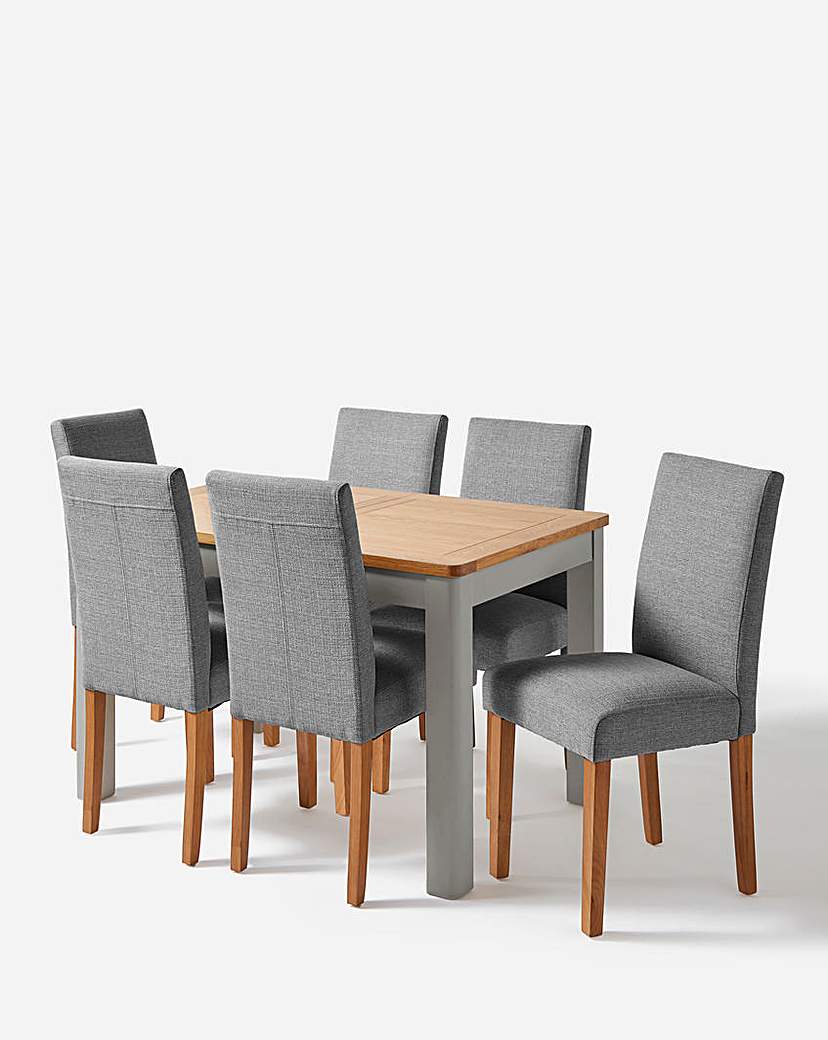 Logan Table and 6 Ava Fabric Chairs