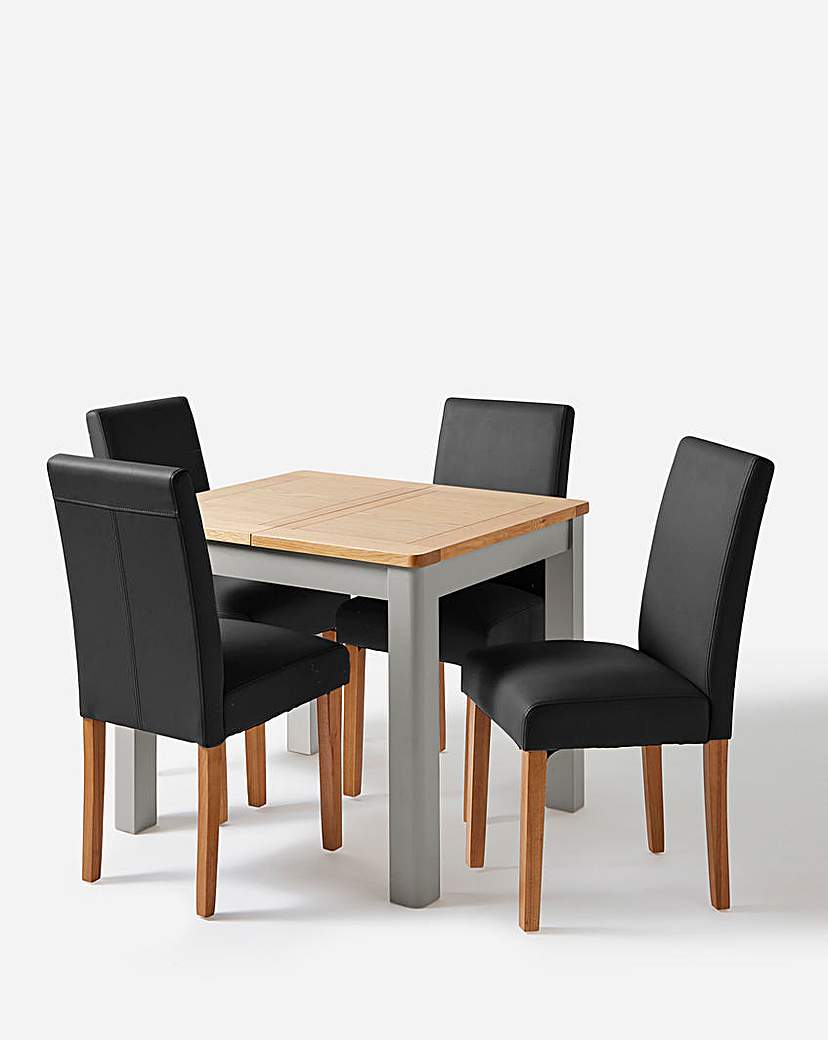 Logan Table and 4 Ava Leather Chairs