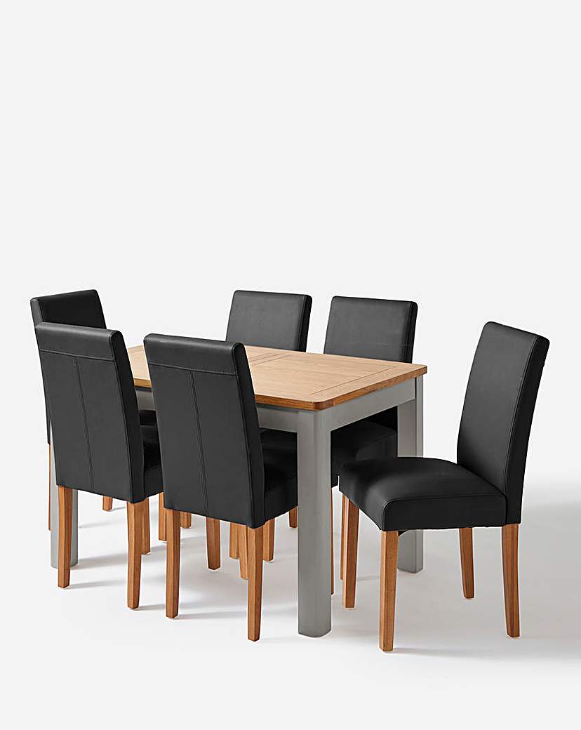 Logan Table and 6 Ava Leather Chairs