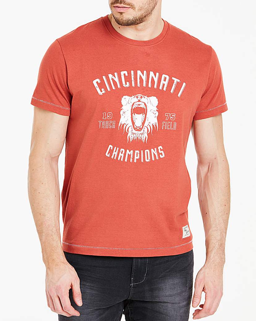 Image of Red Short Sleeve Print T-Shirt Regular