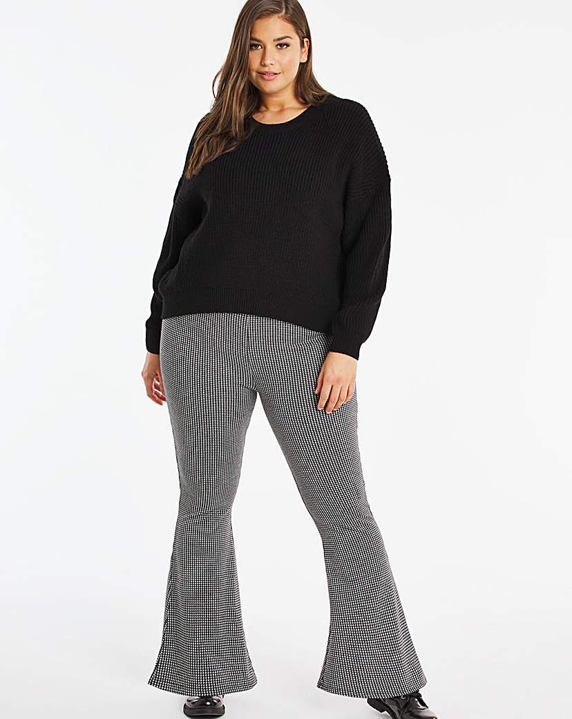 Image of Check Flare Ponte Trousers Regular