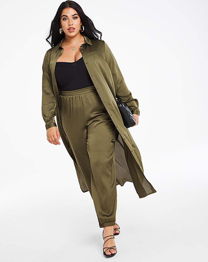 Image of Khaki Satin Utility Trousers Regular