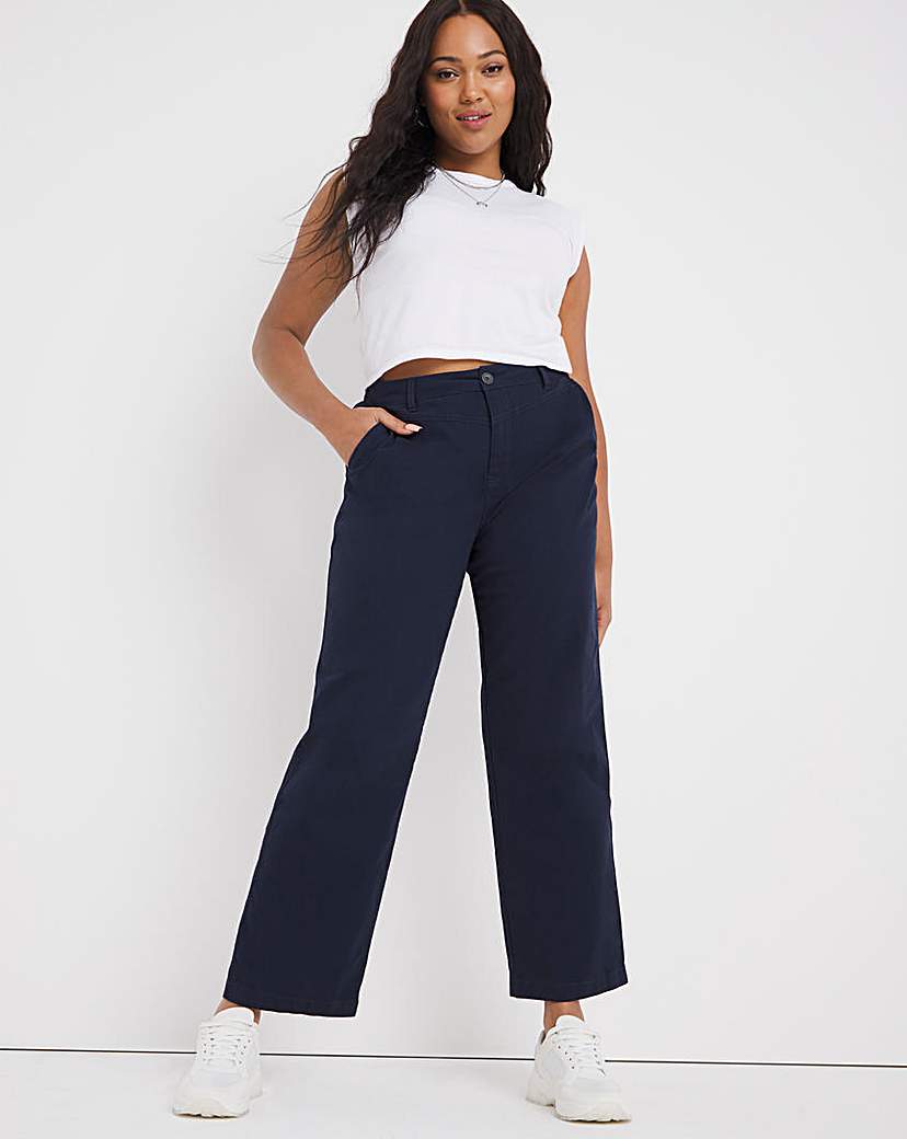 Navy Stretch Chino Cropped Trousers