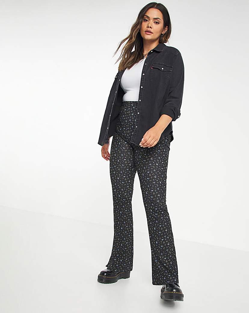 Plus Slinky Ruched Bum Flare Trousers