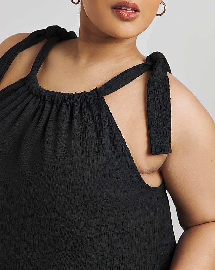 Textured Tie Shoulder Top