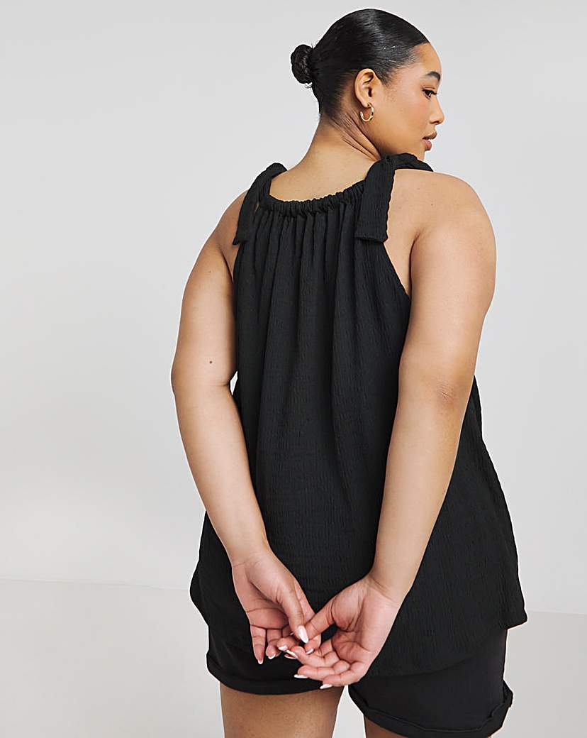 Textured Tie Shoulder Top