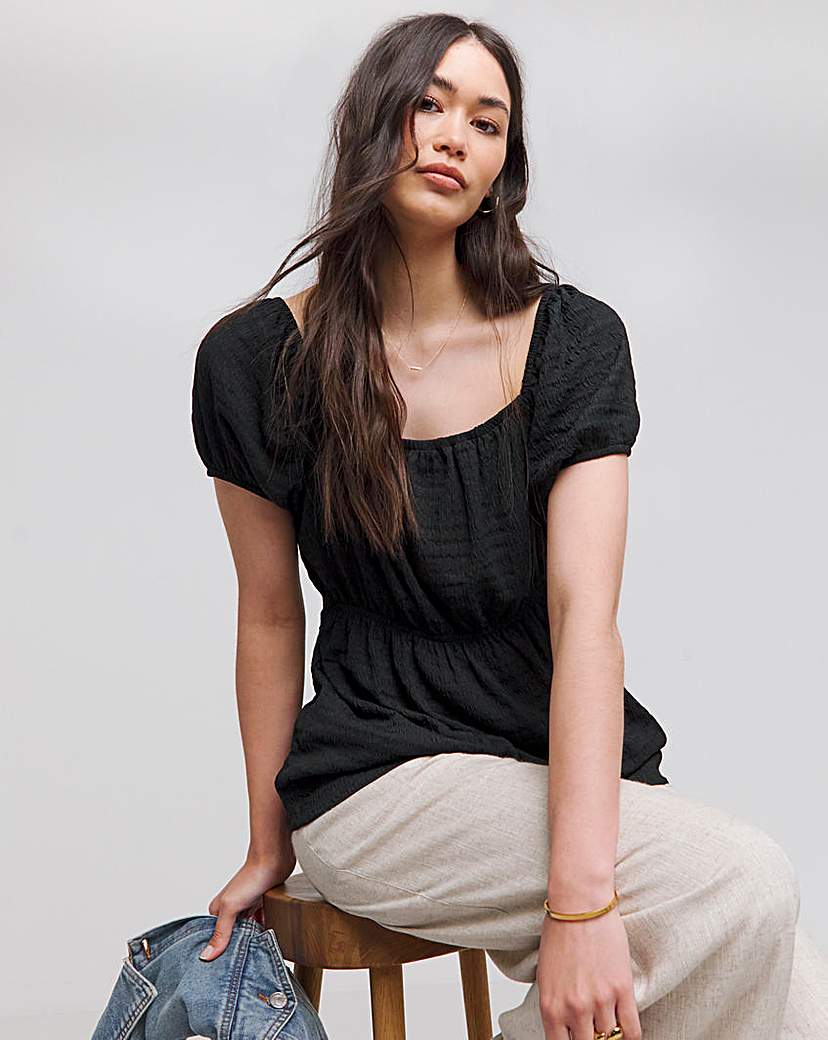 Short Sleeve Textured Top
