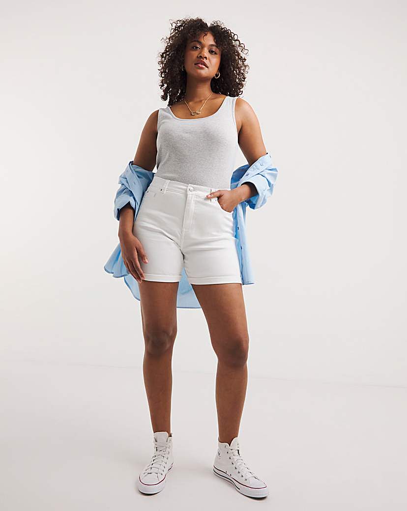 White 24/7 Mid Shorts