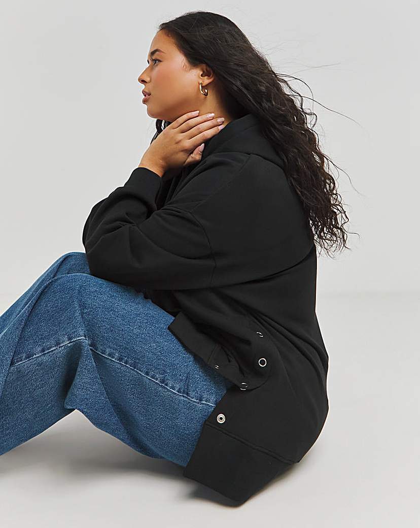 Popper Side Longline Hoodie