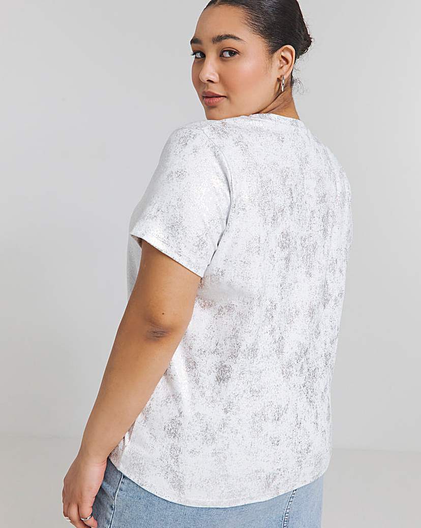 Distressed Metallic Rib T-Shirt