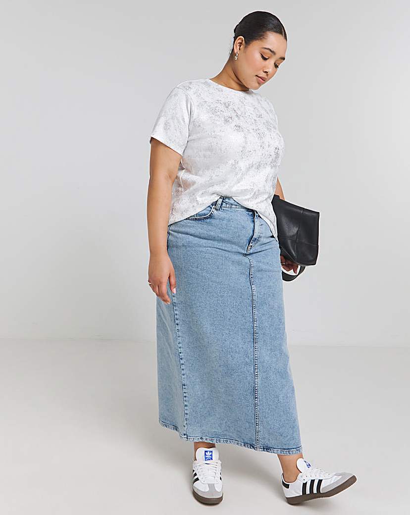 Distressed Metallic Rib T-Shirt