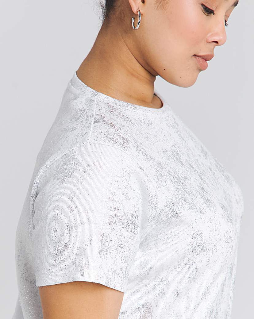 Distressed Metallic Rib T-Shirt