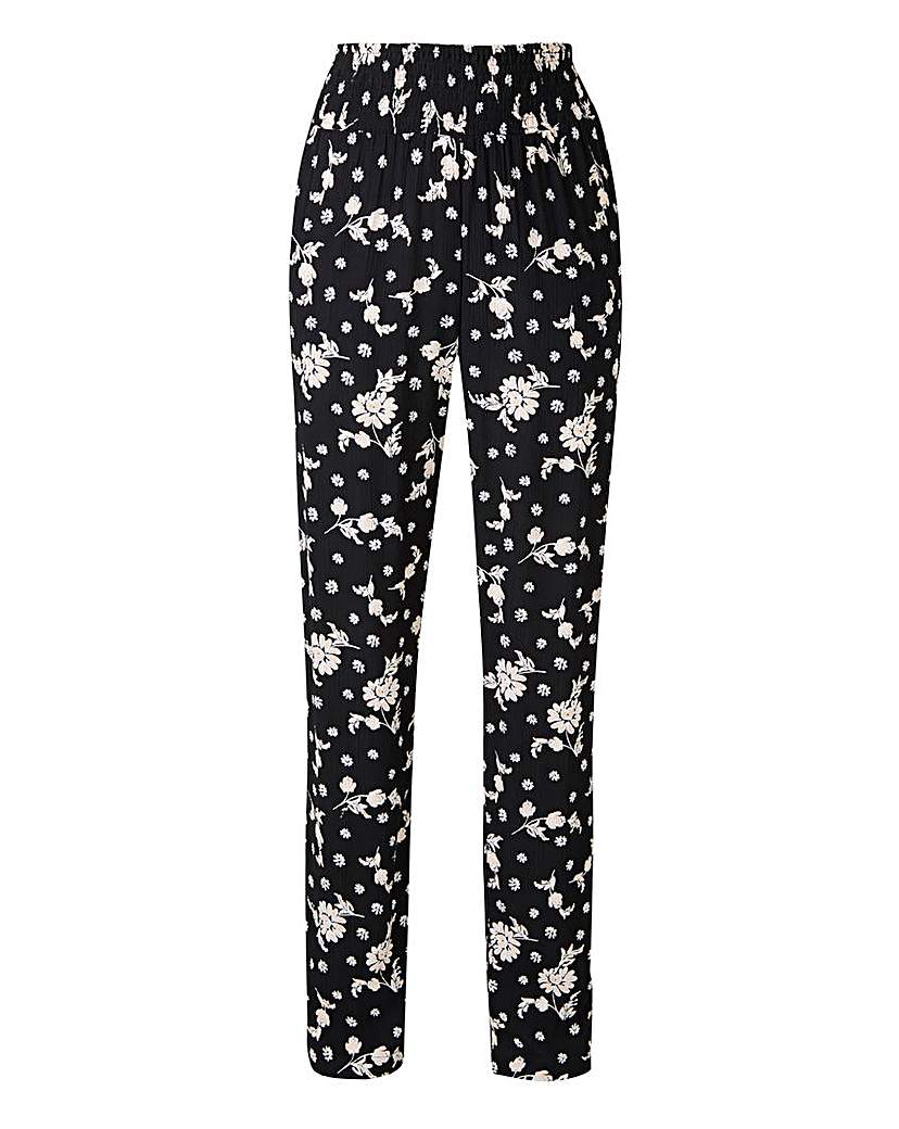 Image of Floral Shirred Waist Tapered Trousers