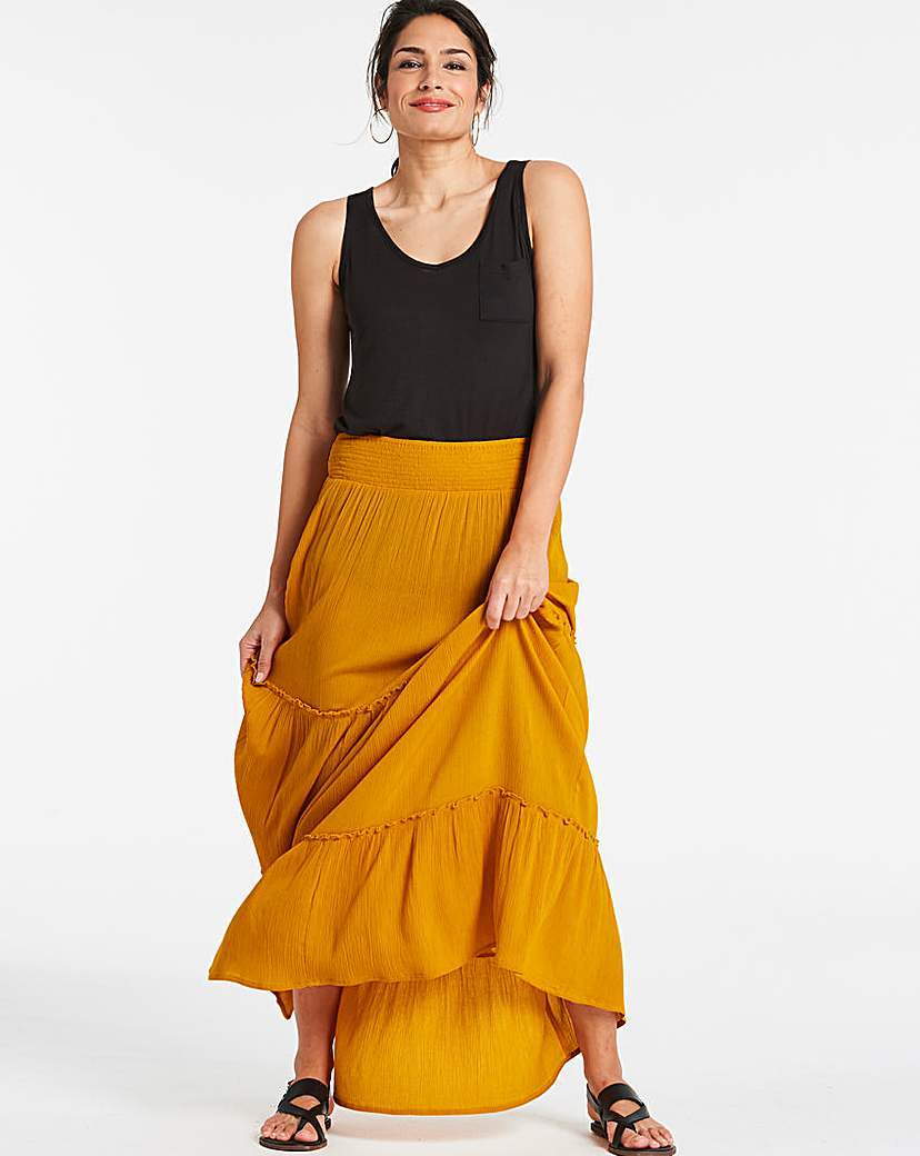 crinkle shirred waist maxi skirt