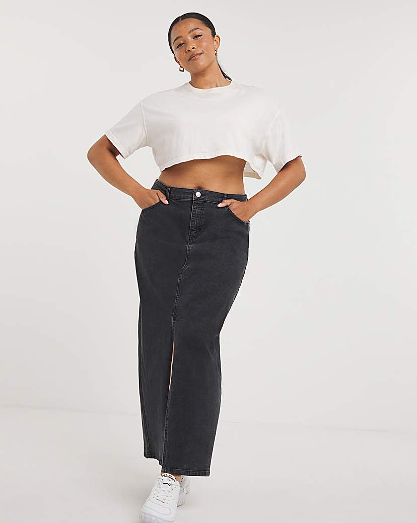 Maxi Front Split Denim Skirt