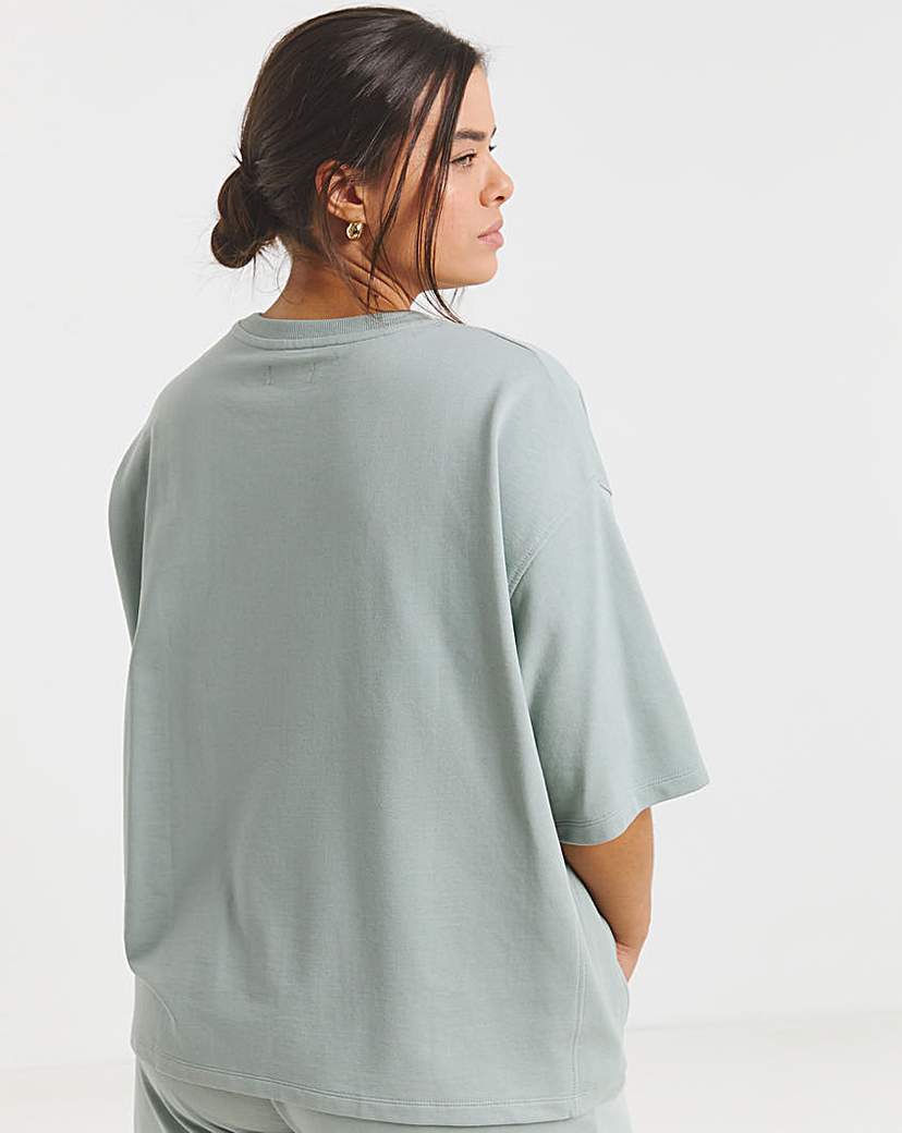 Short Sleeve Sweatshirt with Rib Detail