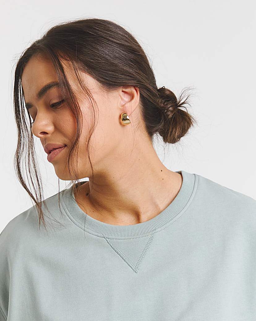 Short Sleeve Sweatshirt with Rib Detail