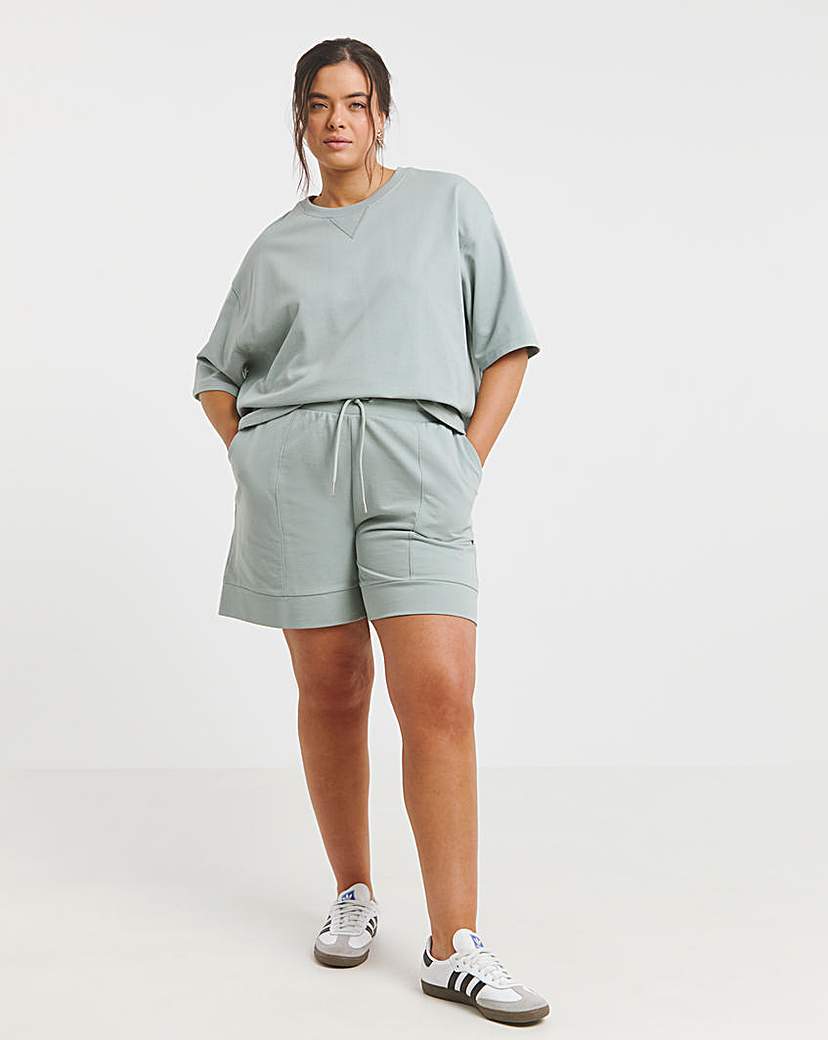 Short Sleeve Sweatshirt with Rib Detail