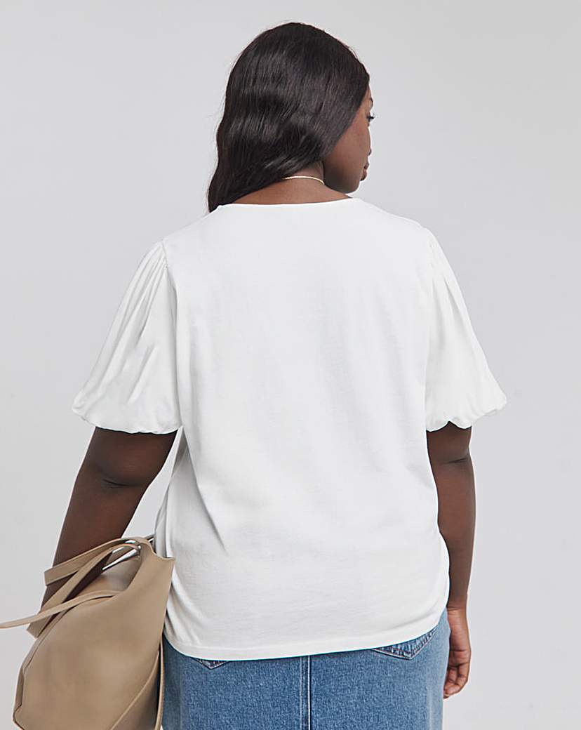 Poplin Puff Sleeve Tee