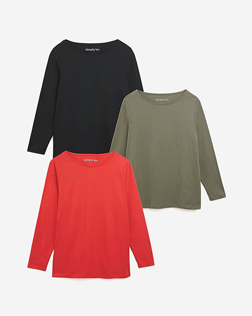Pack 3 of Slash Neck Tops