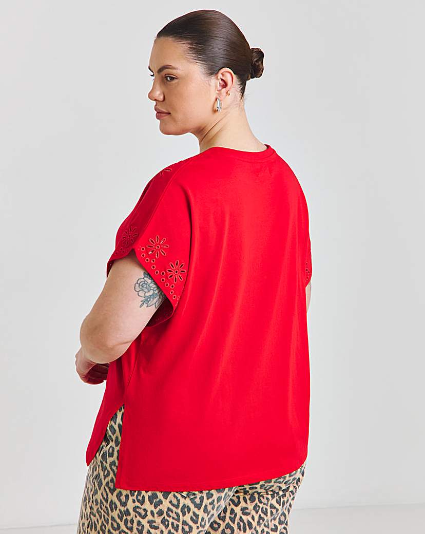 Broderie Grown On Sleeve T-Shirt