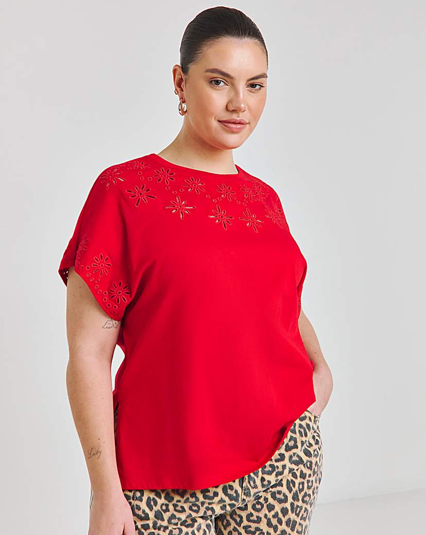 Broderie Grown On Sleeve T-Shirt