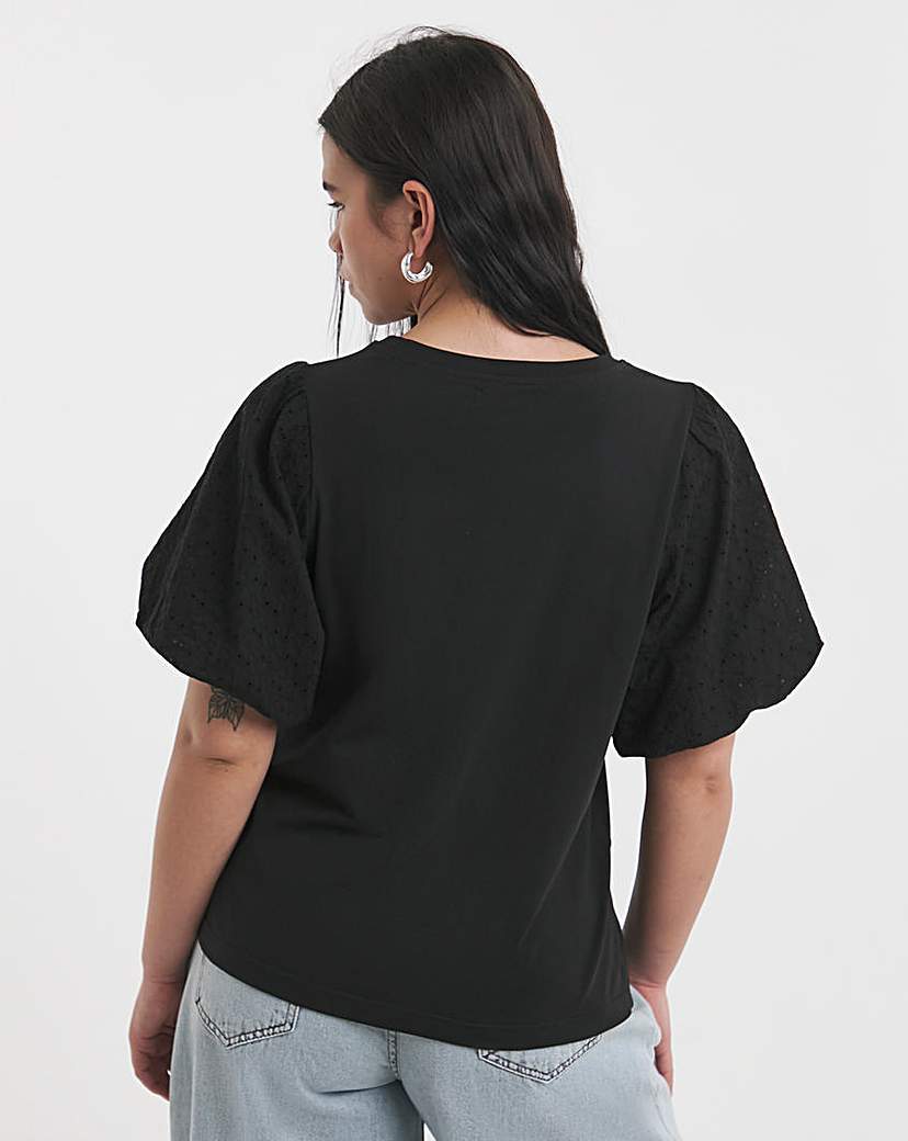 Broderie Sleeve Tee