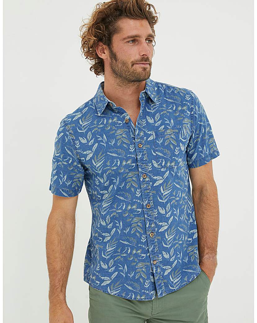 FatFace Short Sleeve Leaf Print Shirt