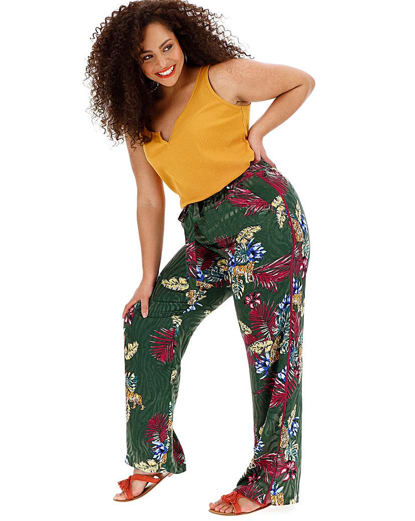 Image of Jacquard Print Wide Leg Trousers Regular