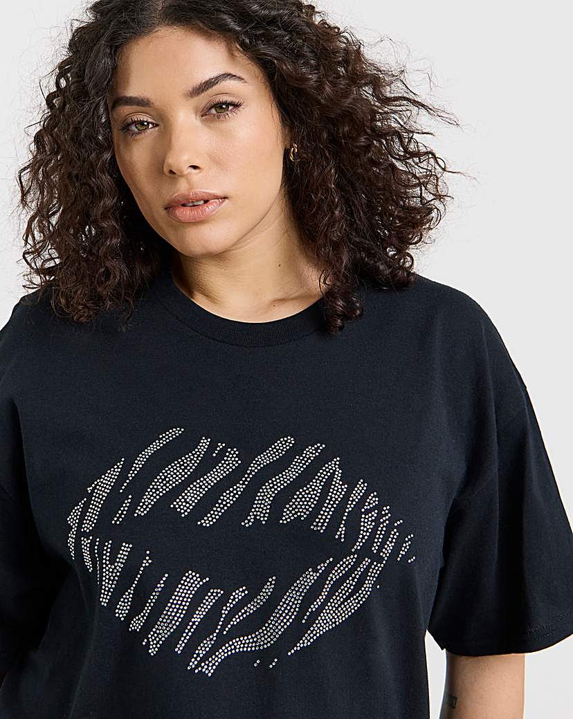 Diamante Zebra Lips T-Shirt