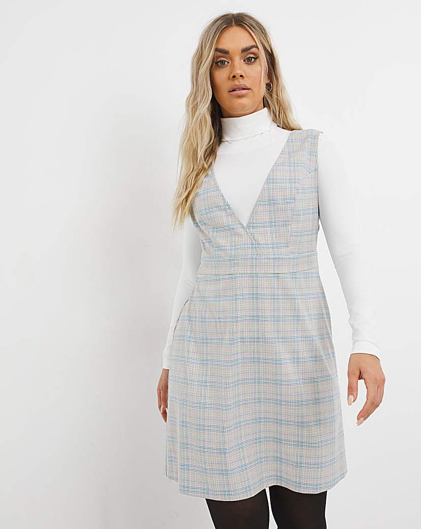 Grey Check Pinafore Dress