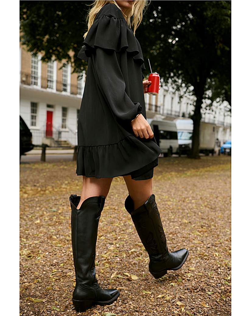 Mixed Over the Knee Western Boot Wide