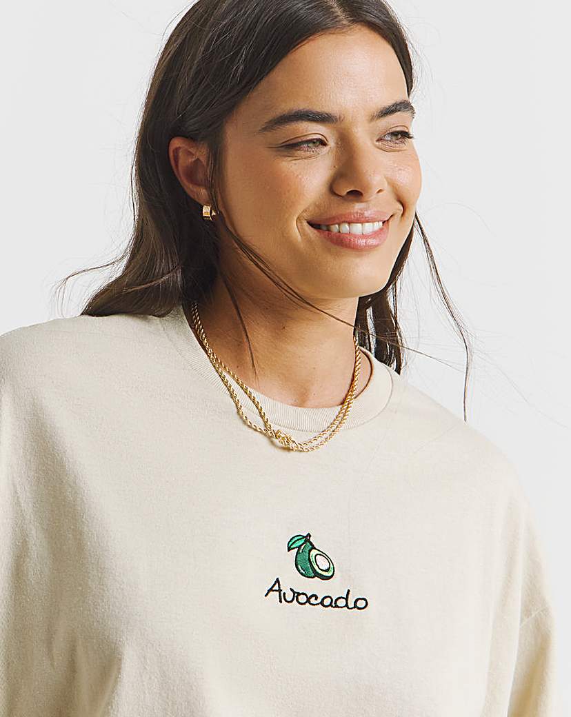 Avocado Embroidery T-Shirt