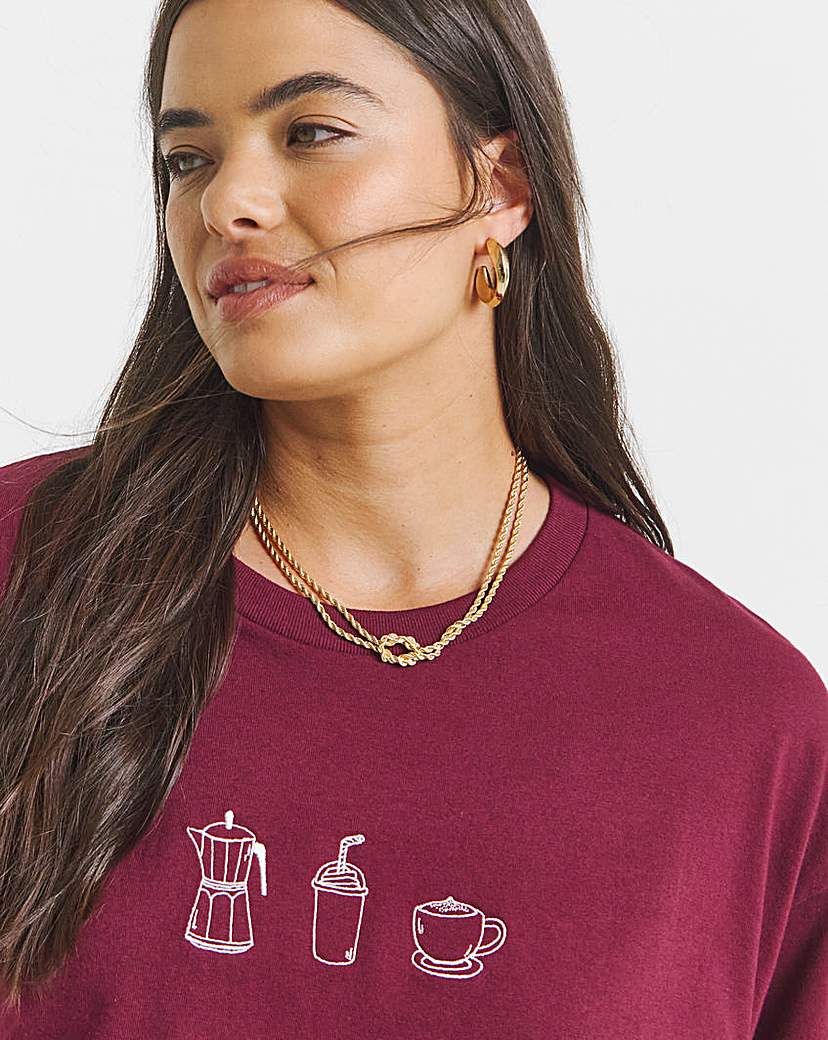 Coffee Embroidery T-Shirt