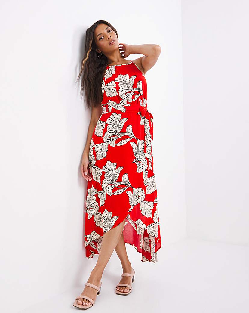 Floral Halter Neck Hi Lo Wrap Dress