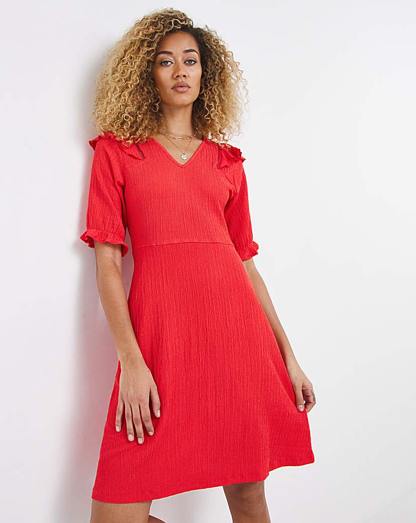 Ladder Trim Textured Jersey Dress