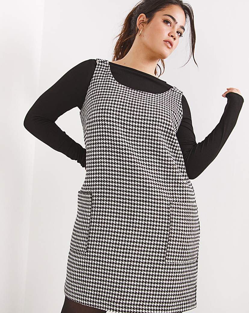 Houndstooth Check Pocket Front Pinafore