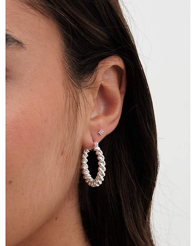 Jon Richard Polished Twist Hoop Earrings