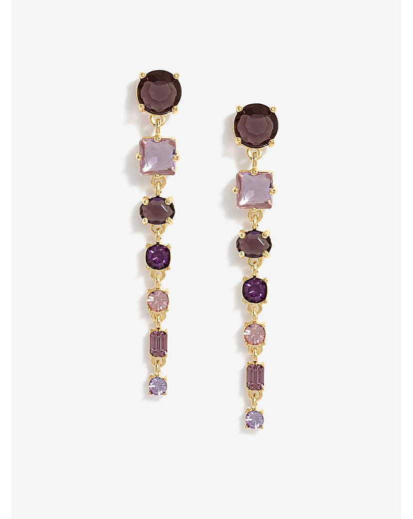 Mood Gold Purple Stone Drop Earrings