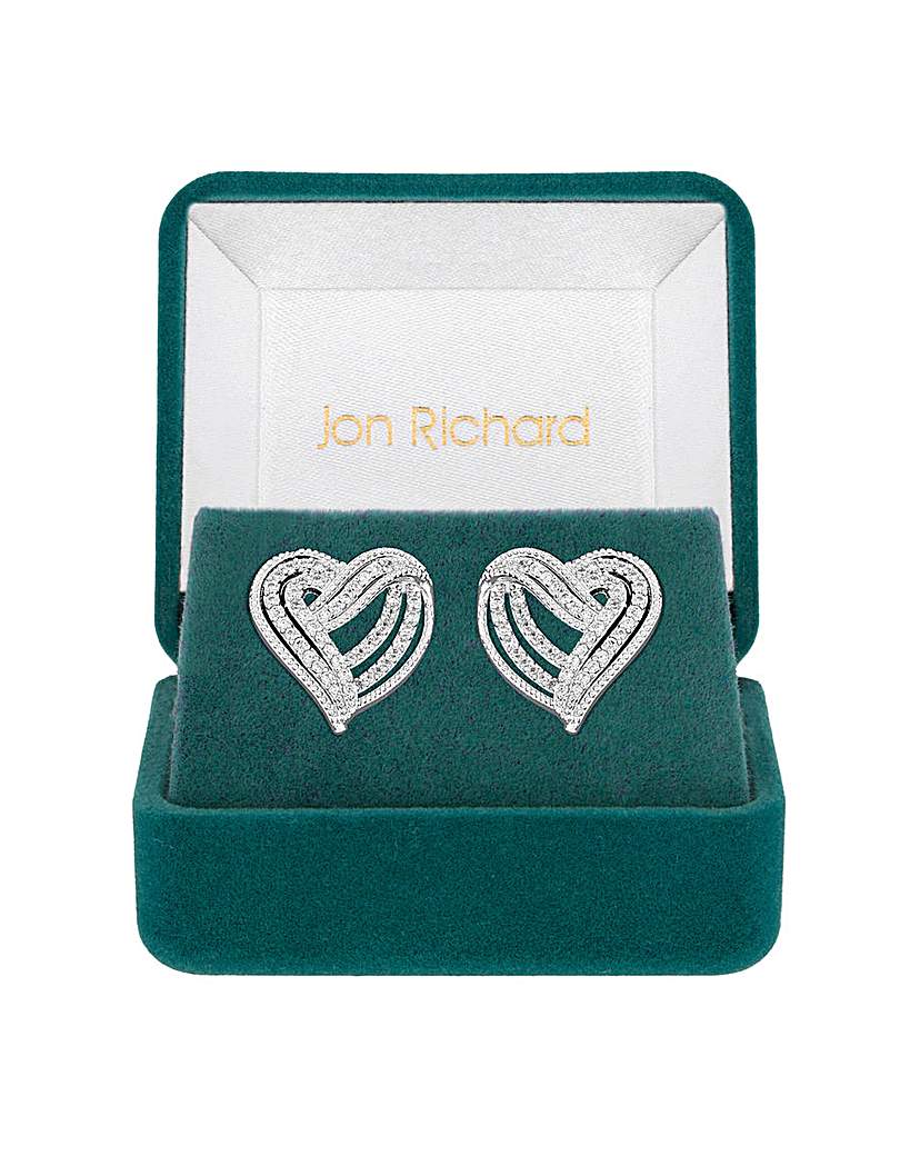 Jon Richard Rhodium Heart Earrings