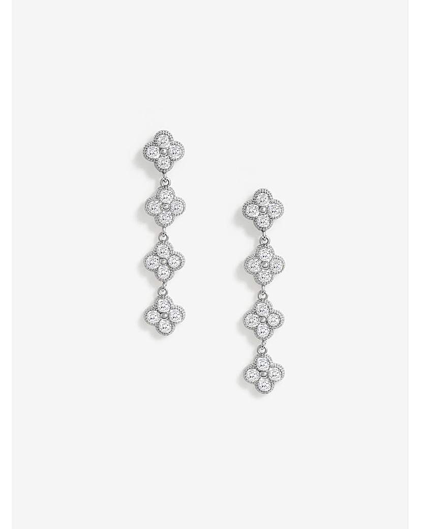 Jon Richard CZ Clover Drop Earrings