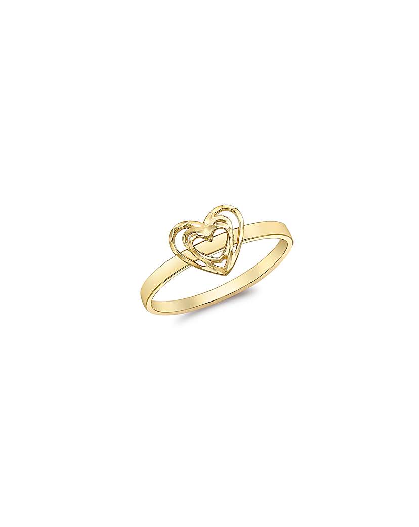 9ct Diamond Cut Open-Heart Ring