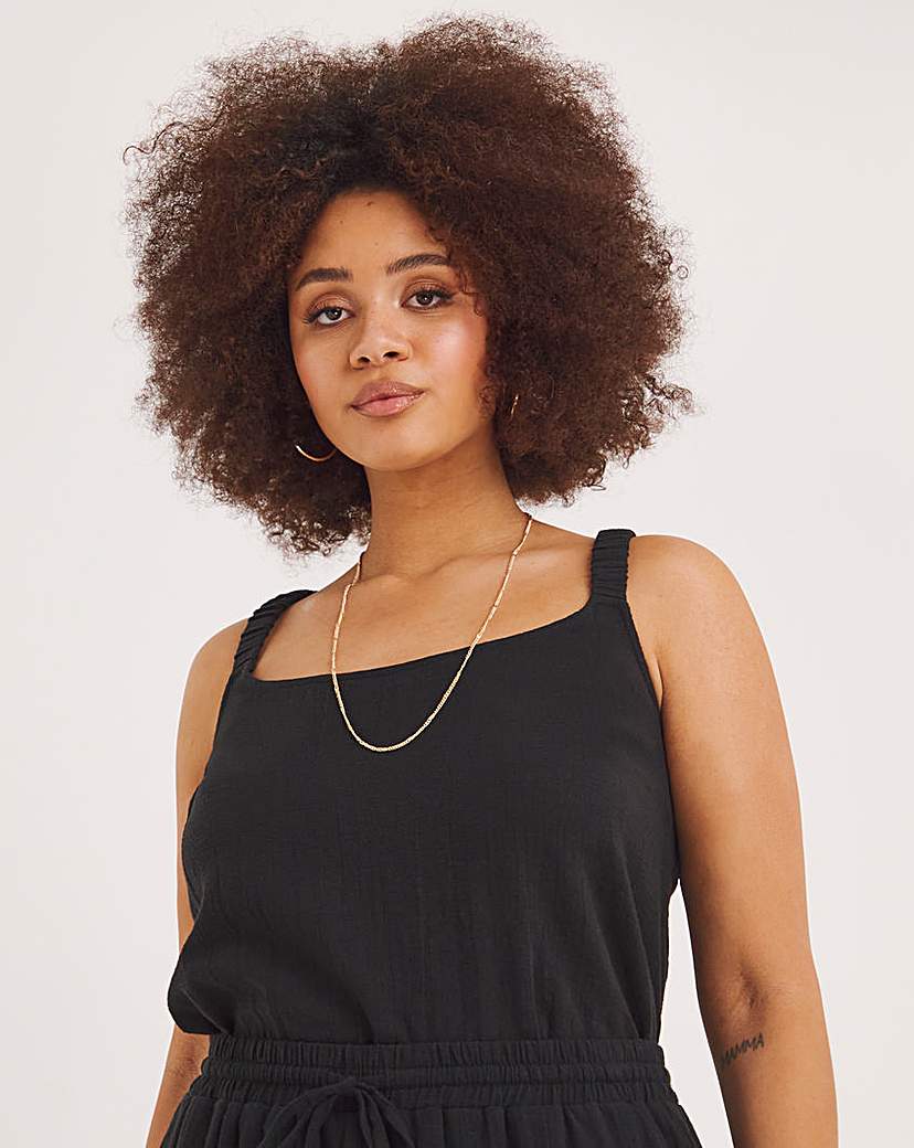 Black Linen Look Crop Cami